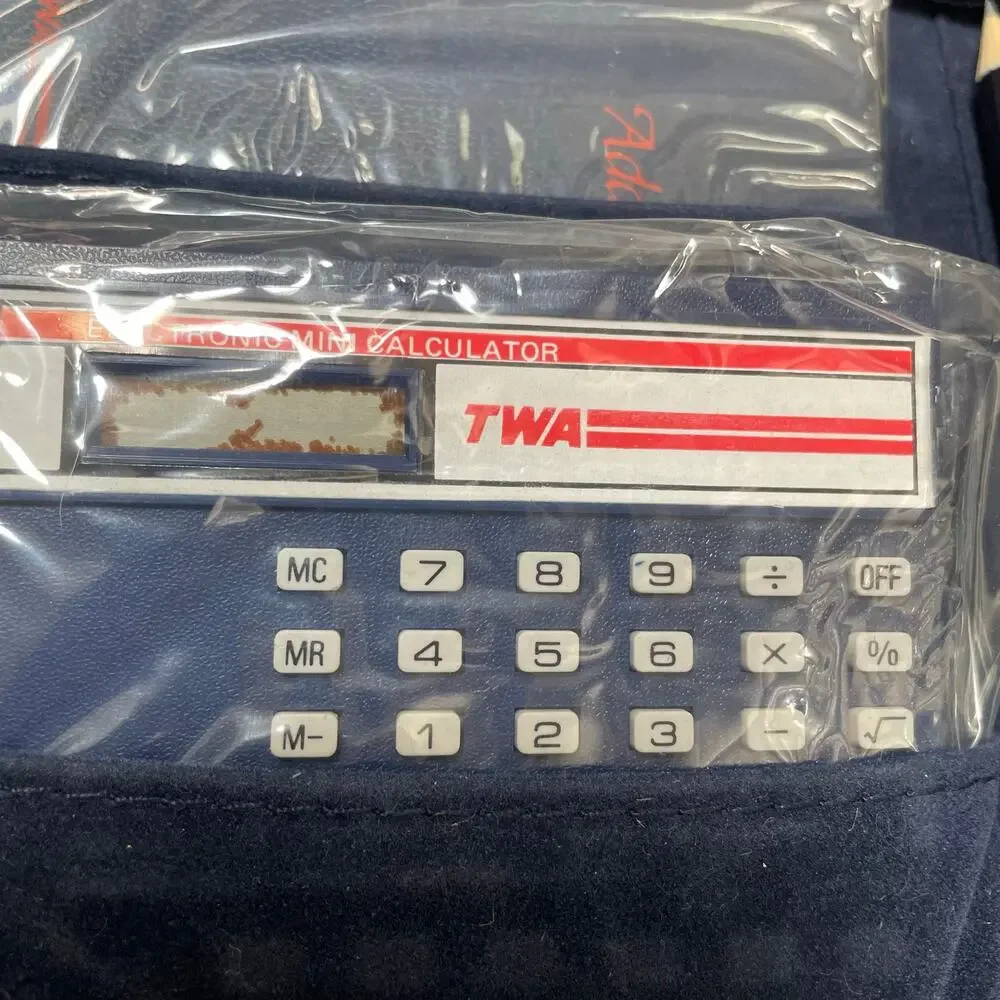 TWA Airlines Royal Ambassador Travel Kit Address Book Pen Pencil Calculator